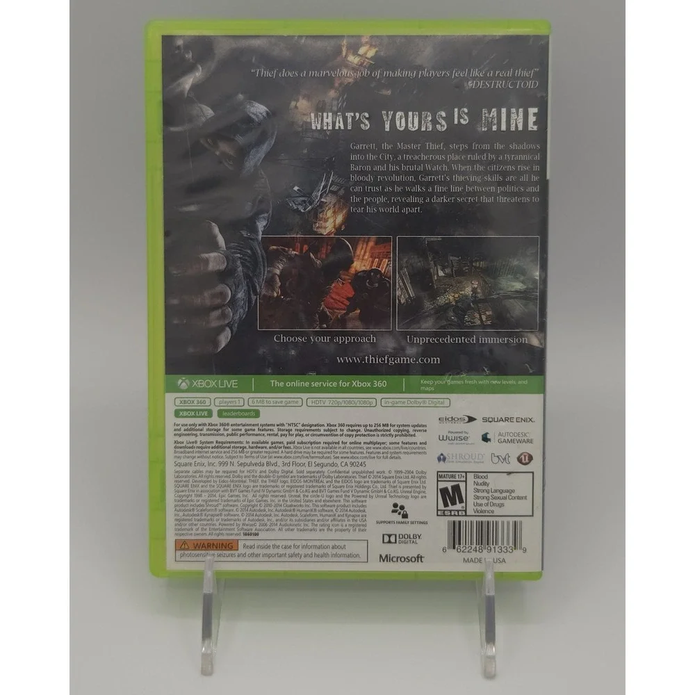 Thief - Xbox 360 - CIB w/ Insert - Tested - Square Enix Stealth